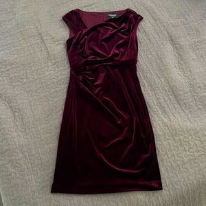 Lauren Ralph Lauren Deep Red Velvet Holiday Dress